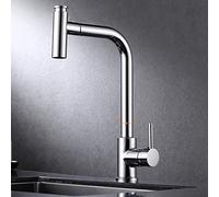 Kitchen Sink Mixer Tap with Pull Down Sprayer,Kitchen Taps 2 Modes Brass Hot and Cold Faucet 360 Degree Rotation Telescopic Kitchen Sink Faucet-Chrome