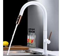 Kitchen Sink Mixer Tap with Pull Down Sprayer,Kitchen Taps Brass Hot and Cold Retractable Kitchen Faucet Swivel 2 Modes of Spout Sink Faucet-White