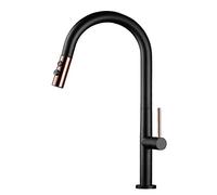Kitchen Sink Mixer Tap with Pull Down Sprayer,Kitchen Taps Single Hole Hot and Cold 360° Rotation with Shower Mode Brass Kitchen Faucet-A