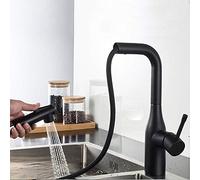 Kitchen Sink Mixer Tap with Pull Down Sprayer,Kitchen Taps Spout 2 Modes Brass Hot and Cold Rotatable Retractable Kitchen Sink Faucet-Black