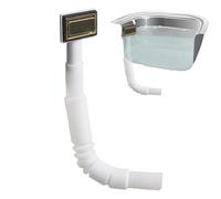 Kitchen Sink Overflow Hose - Flexible Square Interface Drainage Pipe | Flexible Extending Sink Discharge Hose | Adjustable Gold Plated, for Indoor Bathroom Home Drainage, 23-53cm