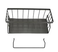 Kitchen Sink Sponge Holder | Carbon Steel Soap Container & Organizer | Detachable Hanger for Sponges/Towels/Brushes | Multifunctional Rack for Kitchen & Bathroom (Gris)