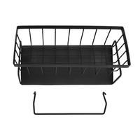 Kitchen Sink Sponge Holder | Carbon Steel Soap Container & Organizer | Detachable Hanger for Sponges/Towels/Brushes | Multifunctional Rack for Kitchen & Bathroom (Negra)