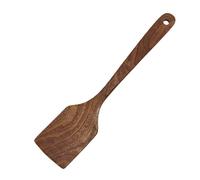Kitchen Spatula Wood-Long Handle Flat Frying Turner, Nonstick Stirring Spurtle Spatula, Handcrafted Ergonomic Scraper, Heat Resistant Mixing Tool, Durable Natural Hardwood | For Cooking