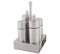 Kitchen Spice Pots Set of 4, Stainless Steel Salt and Pepper Shakers Spice Jars Oil and Vinegar Dispenser Set Seasoning Containers Set Spice Container for Kitchen Spice Storage