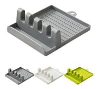 Kitchen Spoon Holders Fork Spatula Rack Shelf Organizer, Plastic Chopsticks Holder Non-slip Spoons Pad, Multiple Cooking Utensil Rest, Space Saving Countertop Kitchen Utensil Holder (Gray)