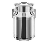 Kitchen Stainless Steel 8Gal/30L Milk Can Heavy Duty Milk Bucket Wine for Kitchen Independent Embedded Milk Can Tote Jug with Sealed Lid (Silver 30L)