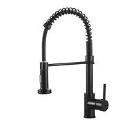 Kitchen Tap Faucet Black Brass Hot and Cold Telescopic Pull-out Spring Kitchen Sink Mixer Tap