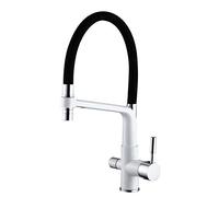 Kitchen Taps 3 Way Kitchen Sink Mixer Tap Brass Hot and Cold Direct Drinking 360° Rotation Free Pull Kitchen Filter Faucet-Black