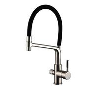 Kitchen Taps 3 Way Kitchen Sink Mixer Tap Brass Hot and Cold Direct Drinking 360° Rotation Free Pull Kitchen Filter Faucet-Black