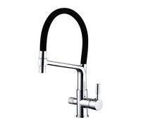 Kitchen Taps 3 Way Kitchen Sink Mixer Tap Brass Hot and Cold Direct Drinking 360° Rotation Free Pull Kitchen Filter Faucet-Black