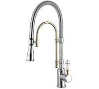 Kitchen Taps Sink Mixer Tap Copper Rotating Mixer Faucet Hot and Cold Kitchen Sink Faucet Pull-out Nozzle Single Handle Dual Mode Exhaust countertop Installation (Color : Style 3)