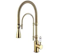 Kitchen Taps Sink Mixer Tap Copper Rotating Mixer Faucet Hot and Cold Kitchen Sink Faucet Pull-out Nozzle Single Handle Dual Mode Exhaust countertop Installation (Color : Style 1)