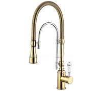 Kitchen Taps Sink Mixer Tap Copper Rotating Mixer Faucet Hot and Cold Kitchen Sink Faucet Pull-out Nozzle Single Handle Dual Mode Exhaust countertop Installation (Color : Style 2)