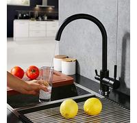 Kitchen Taps Sink Mixer Tap Water Filter Three Way Sink Taps Mixer Swivel Water Purification 3 in 1 Kitchen Faucets Matte Black/Brushed Nickle (Color : Matte Black)