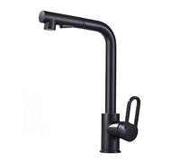 Kitchen Taps with Pull Out Spray Brass Hot and Cold Retractable 360° Rotation 2 Modes Kitchen Sink Faucet-Black