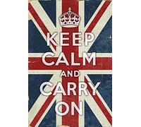 Kitchen The Union Jack - Cartel de metal retro con texto en inglés «Keep Calm and Carry On», para bar, restaurante, cafetería, decoración de pared, 20,3 x 30,5 cm