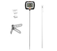 Kitchen Thermometer - Stainless Steel Deep Fry Gauge | Long Probe Food Meter with Adjustable Clip & Clear Rotating Display for Oil Candy Coffee Brewing Barbecue Home Travel Professional Use