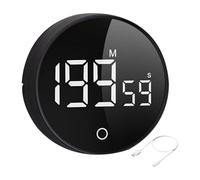 Kitchen Timer Digital, Magnetic LED Large Screen Display, 3.07x3.07x1.04 Inches Rotating Fitness Timer, Three Level Volume Adjustment, Multifunctional Time Management Tool, Ideal for Cooking