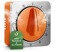 Kitchen Timers - Temporizador De Cocina con Alarma Fuerte, No Requiere Pilas, 100% Mecánico, Parte Trasera Magnética, Exquisito Cuerpo De Acero Inoxidable - Recordatorio De Cuenta Regresiva (Naranja)