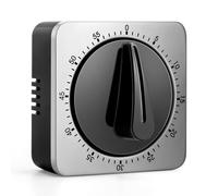 Kitchen Timers - Temporizador de cocina con alarma fuerte, no requiere pilas, 100% mecánico, parte trasera magnética, exquisito cuerpo de acero inoxidable - Recordatorio de cuenta regresiva - plateado