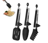 Kitchen Tongs - 3-Piece Heat Resistant Silicone Tong Set, Meat and Salad Tongs with Silicone Tips for Grill, BBQ, Buffet, Catering, Patio, Backyard, Camping, Home, Restaurant, and Picnic Cooking