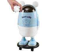 Kitchen Trash Can Cute Wheeled Rolling Waste Storage Cartoon Decorative Bin Mobility Bathroom Bedroom Living Apartment Office Farmhouse Hotel Dormitory Organizer Lightweight Hygienic Multipurp