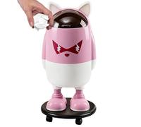 Kitchen Trash Can Cute Wheeled Rolling Waste Storage Cartoon Decorative Bin Mobility Bathroom Bedroom Living Apartment Office Farmhouse Hotel Dormitory Organizer Lightweight Hygienic Multipurp