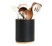 Kitchen Utensil Holder - Rotating Storage Rack for Wooden Spoons, Knives Forks with Silverware Organization, Cooking Utensils for Home Dining Table, Silver, Countertop Use Reach Yet Neatly 7.28in