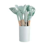 Kitchen Utensil Kit - Flexible Cooking Instruments, Durable Food Grade Items, Ergonomic Handle Structure, Organized Container Holder | Modern Household Usage, Compact Living Space, Student Residence