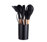 Kitchen Utensil Kit - Flexible Cooking Instruments, Durable Food Grade Items, Ergonomic Handle Structure, Organized Container Holder | Modern Household Usage, Compact Living Space, Student Residence