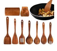 Kitchen Utensils Set - Wooden Serving Spoons, Hangable Baking Spatula, Cooking Tool Set with Sturdy Handle, Meal Prep Kit with Easy Grip, Home Catering Sets for Holiday Dinner