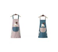 Kitchen Wipeable Waterproof Oil-proof Cartoon Cute Girl Apron Blue