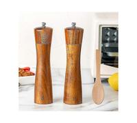 Kitchen Wooden Salt And Pepper Grinder Set: Refillable Salt & Pepper Mills Adjust for Customized Coarseness, Crafted Of Solid Wood with Ceramic/stain