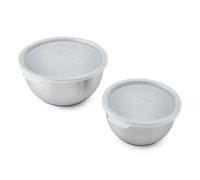 KitchenAid 2pc Mixing Bowls Set with Lids, Stainless Steel Nesting Bowls with Non-Slip Base, Ideal for Baking, Food Prep and Food Storage, Durable and Easy to Clean, 17.5cm and 22cm