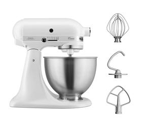 Kitchenaid 5K45SSEWH Serie Classic - Batidora amasadora multifunción, color blanco