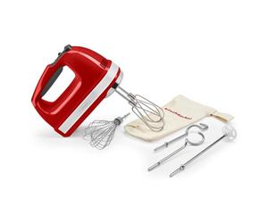 KitchenAid 5KHM9212BER Batidora de mano de 9 velocidades, potente motor CC, con 5 accesorios de acero inoxidable (batidores, batidores, ganchos de masa, varilla de mezcla) y bolsa de almacenamiento