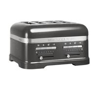 KitchenAid Tostadora de Pan con 4 Ranuras Ancha - Artisan - Para Diferentes Tipos de Pan - 7 Niveles de Tostado - Con Rejilla para Sándwiches - Plata - 5KMT4205EMS - 2500W