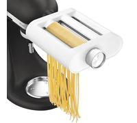 KitchenAid Accesorio de Pasta 3 en 1 Plástico, Incluye Laminadora, Cortador de Espagueti y Fettuccine, Acero Inoxidable para Robots KitchenAid, Plástico