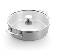 KitchenAid Advanced Stainless Steel Sartén 26 cm/3,6 L con Tapa | Acero inoxidable sin revestimiento, tapa de vidrio, inducción, horno hasta 220 °C y lavavajillas