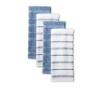KitchenAid Albany - Juego de 4 Toallas de Cocina, 16 x 26 Pulgadas, Terciopelo Azul/Blanco