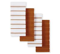 KitchenAid Albany - Juego de 4 Toallas de Cocina, algodón, Naranja Miel/Blanco, 16 x 26 Pulgadas