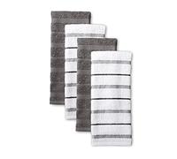 KitchenAid Albany - Juego de 4 Toallas de Cocina, Gris carbón y Blanco (Charcoal Grey/White), 40,6 x 66 cm