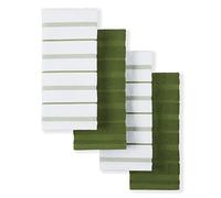 Juego de 4 toallas de cocina KitchenAid Albany, color verde matcha y blanco, 40 x 66 cm