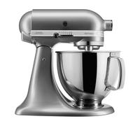 KitchenAid Artisan - Robot de cocina - Procesador de alimentos basculante - Amasadora de masa con 5 accesorios - 2 cuencos de acero inoxidable - 4,8 L - Plata