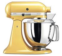 KitchenAid Batidora amasadora - Artisan - Robot de Cocina con Cabezal Inclinable - Amasadora con 5 Accesorios - Batidora de repostería con 2 boles de Acero Inoxidable - 4,8 L y 3 L - Amrillo