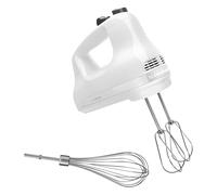 KitchenAid Batidora de Mano Clásica 5 Velocidades, Motor DC 85W Silencioso, Batidores de Acero Inoxidable y Varilla de 16 Alambres, Expulsión con un Toque, Blanco