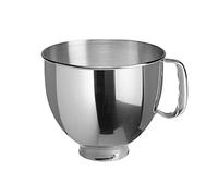 KitchenAid Bol de Acero Inoxidable 4.7L, Asa Ergonómica, Apto para Lavavajillas, Compatible con Batidoras de Cabezal Inclinable 4.3L y 4.7L