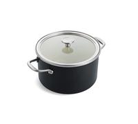 KitchenAid Cacerola esmaltada con núcleo de acero de 24 cm / 6 litros con tapa, esmalte de ingeniería alemana, apta para inducción, apta para horno, lavavajillas, negro mate