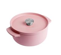 KitchenAid Cast Iron Olla Cocotte de Hierro Fundido Esmaltado con Tapa, Ø 22cm, Redonda, 3,3L, 4,5kg, Alta Calidad y Durabilidad, Freir, Dorar,Sin PFAS,Inducción,Mango Ergonómico,Horno 260°C,Rosa Seca